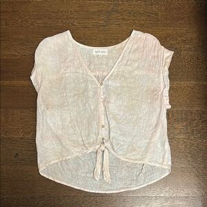 Bella Dahl Cream Cap Sleeve Tie Front Blouse